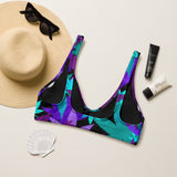 Purple / Teal Leaf Bikini Top